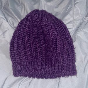 Purple knitted beanie